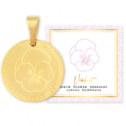 Stainless steel Mix & Match charms 15mm Birth flower February-Violet Gold