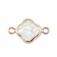 Freshwater pearls connector clover Gold-Natural White