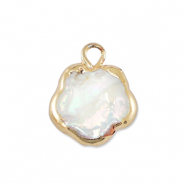 BQ Freshwater pearls charm flower Gold-Natural White