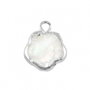 Freshwater pearls charm flower Silver-Natural White