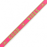 Ribbon text "good vibes" Neon Pink-Green