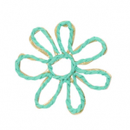 Raffia pendants flower 55mm Green