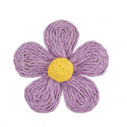 Raffia pendants flower 55mm Purple-Yellow