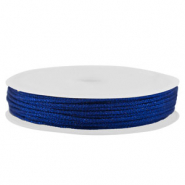 Macramé bead cord braided 1mm Blue Metallic