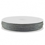 Macramé bead cord braided 1mm Dark Grey-Silver Metallic