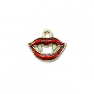 Metal charms vampire's mouth Gold-Red