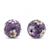 Bohemian beads round Dark Purple-White