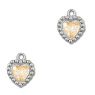 Stainless steel charms zirconia heart Silver-Light Orange