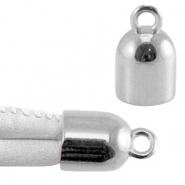 DQ European metal end caps with loop Antique Silver (nickel free)