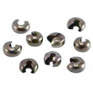 DQ European metal brass crimp covers for crimpbead / knot untill 4mm Silver Anthracite (nickel free)