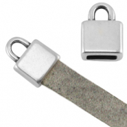 DQ European metal square end cap (for 5mm flat leather) Antique Silver (nickel free)