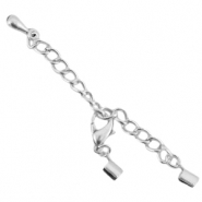 DQ metal extension chain set with lobster clasp and 2mm clip Antique silver (nickel free)