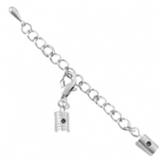 DQ metal extension chain set with lobster clasp and 3mm clip Antique silver (nickel free)