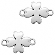 DQ European metal charms connector clover Antique Silver (nickel free)