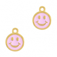 DQ European metal charms smiley Gold-Light Pink (nickel free)