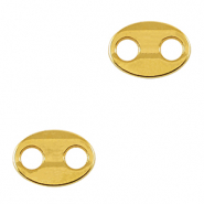 DQ European metal charms connector oval Gold (nickel free)