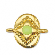 DQ European metal charms connector oval Lime Yellow-Gold (nickel free)