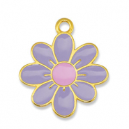 DQ European metal charms flower Lilac-Light Pink-Gold (nickel free)