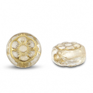 Acrylic beads round with flower Transparent-Gold