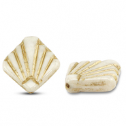 Czech Beads diafan 17mm Off White-Gold