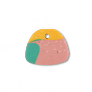 Polymer pendants trapezium Green-Pink-Ochre Yellow