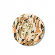 Polymer pendants round Brown-Pink-White-Gold