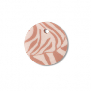 Polymer pendants round Light Peach Pink-Light Brown