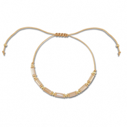 Trendy Anklets / Ankle bracelets mixed beads Light Brown-Gold