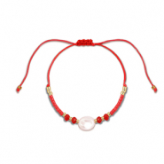 Trendy Anklets / Ankle bracelets mixed beads Red-White-Gold