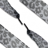 Trendy shoe laces organza leopard Grey-Black