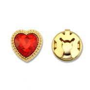 Eco-brass® metal button covers heart Gold-Red