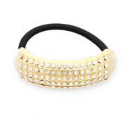 Hair accessories hair tie with metal with strass Gold-Black-Transparent