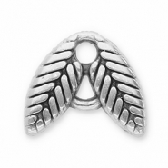 DQ European metal charms connector leaves Antique Silver (Nickelfree)