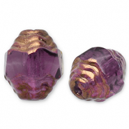 Czech Beads FPB oval 7x6mm Amethyst-Bronze