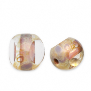 Czech Beads FPB round 6mm Crystal-Dark Travertin