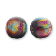 Resin beads with glitter 12mm Purple-Blue-Gold
