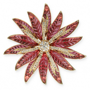 Statement brooches with loop flower Gold-Pink-Transparent