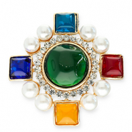 Statement brooches rhombus Gold-Multicolour