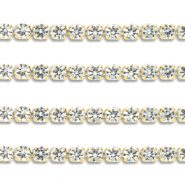 Stainless steel rhinestone chain 4mm Gold-Crystal