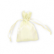 Jewellery satin bag with rhinestones Vanilla Yellow-Silver