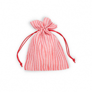 Jewellery bag with lines Red-White