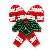 Brooches candy canes with Christmas greenery Red-Green-White