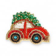 Brooches car with Christmas tree Red-Green-Gold-White
