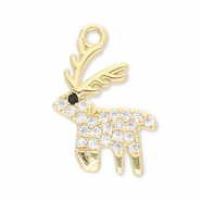 Brass TQ metal charms reindeer Gold-Transparent