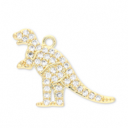Brass TQ metal charms dinosaur Gold-Transparent