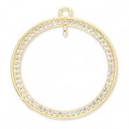 Brass TQ metal charms round with loop Gold-Transparent