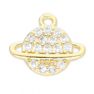 Brass TQ metal charms planet Gold-Transparent