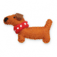 Brooches felt dachshund Orange Brown-Red-White