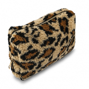 BY31® Pouch teddy with leopard print Light Brown-Brown-Black
