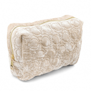 BY31® Pouch velvet with stitched circles Beige